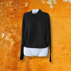 ReVamped | EUC Black Ribbed Mock Neck Batwing Sweater (SIZE M)